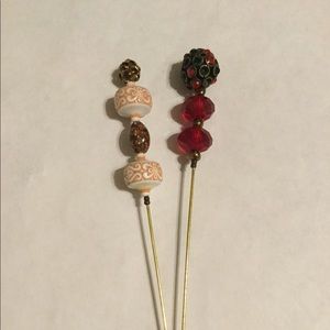 Victorian Style Vintage Bead Hat Pins Set of 2